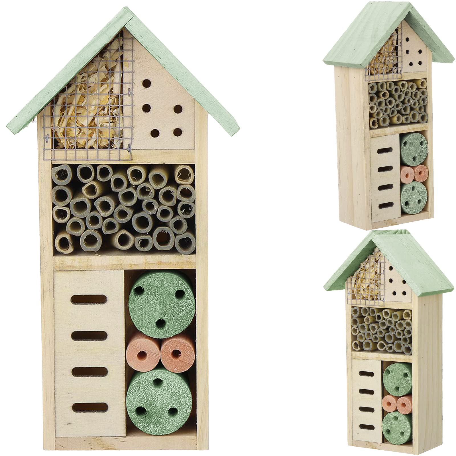 Trading Innovation Natural Wooden Insect Bee House | Hanging or Free Standing | Bug Hotel Shelter Nest for Insects Bees Butterflies Ladybugs | Home & Garden Décor (13x 8 x 26 cm)