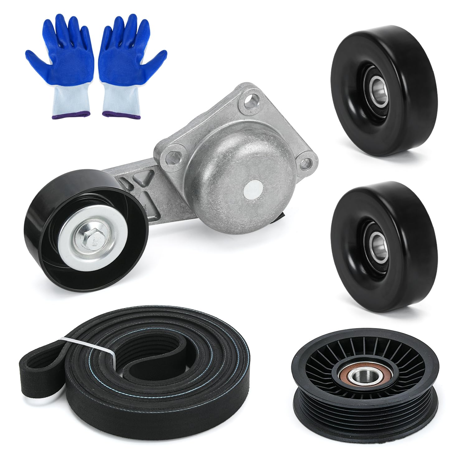 Photo 1 of 38274 Serpentine Belt Drive Kit Tensioner & Idler Pulley Fits for Ford Expedition F150 F250 F350 Lincoln Navigator Mercury Mountaineer Replaces 90K-38274A 6PK2605 ACK061025