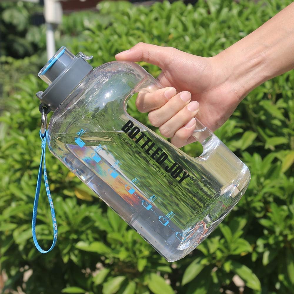BOTTLED JOY 2.2L Water Bottle, BPA Free 75oz Large Water Bottle Hydration with Motivational Time Marker Reminder Leak-Proof Drinking Big Water Jug for Camping Sports Workouts and Outdoor Activity : Sports & Outdoors