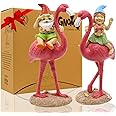 Goodeco 2Pack Gnome Riding Flamingo Statues - 11 "Adorable Hawaii Pink Flamingo Gifts, Birthday & Mom Gifts, Perfect Home and Garden Decor, Beach Party Decorations (M&L)
