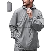 ZITY Men's Rain Jacket Waterproof with Hood Lightweight Raincoat for Golf Hiking Camping Cycling