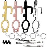 BIHRTC 4Pcs Touchless Door Opener No Touch Door Opener Keychain Tool Button Pusher Stylus EDC Keychain with Wrist Straps for 