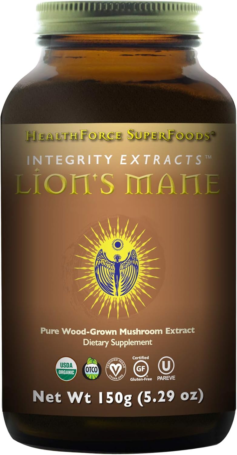 HealthForce Integrity Extracts Lion's Mane - 150g Vegan Powder - Organic Mushroom Powder - Antioxidant, Promotes Energy & Immunity - Supports Memory & Cognitive Function - Gluten-Free - 50 Servings