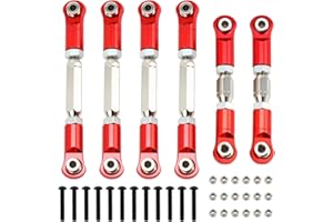 POLANTA 6PCS Aluminum Adjustable RC Tie Rods Linkage Turnbuckles Toe Links Set for Arrma 1/10 New Big Rock V3 Typhon 3S Granite Senton Upgrade Parts,Replace #AR330446 (Red)