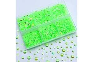 Briskbloom 3000PCS Resin Flatback Rhinestone, 2mm 3mm 4mm 5mm 6mm Peridot AB Flatback Jelly Resin Rhinestones for Tumblers, Mugs, Bottles, Craft Decoration, Bling Glitter Gem Stone, Light Green AB