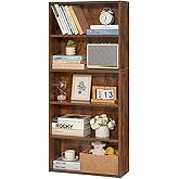VEVOR 5 Tiers Narrow Bookshelf, 53 in Wooden Open Bookcase with Height-Adjustable Shelf, Freestanding Tall Display Storage Floor Bookcase Bookshelf for Library, Bedroom, Living Room, Office, Brown