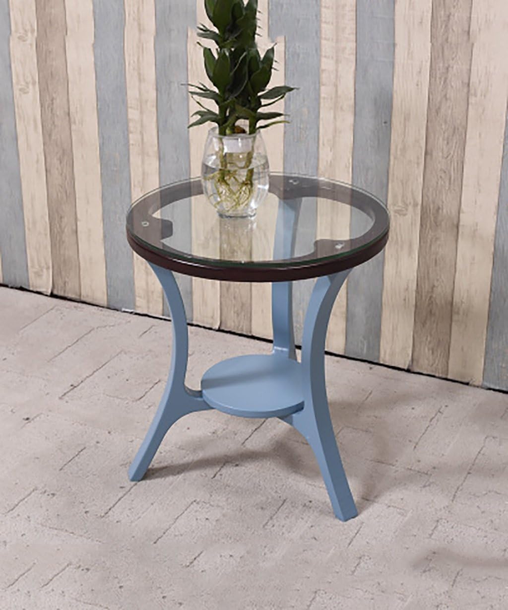 End side table Glass Round Tables Corner Table European Minimalist Creative Living Room Two Layers Coffee Table (6 Colors Available) ( Color : E , Size : 52*58cm )