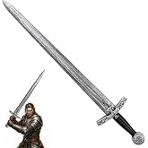 AURORAKI Medieval Knight Sword LARP Soft Sword for Halloween Cosplay | Authentic Soft PU Knight Sword Medieval Fake Sword Prop for LARP Martial Arts Practice Renaissance Fair Stage Adult