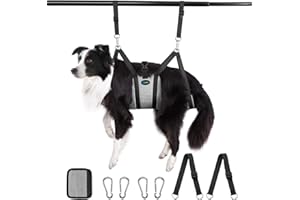 Ownpets Pet Grooming Hammock Harness for Cats & Dogs, with Carabiners & Handle pad, Dog Harness Sling for Grooming, Bathing,L