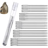 25 Pcs Large Eye Sewing Needles, 5 Sizes Embroidery Needles with Finger Protector Thimble, Handmade Stitching Needles Darning