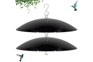ANDERGI 16-Inch Squirrel Baffle for Bird Feeder Pole,Rain Guard for Humming Bird Feeder,Squirrel-Proof for Outside Shepherd's Hook(Black), 2 Pack