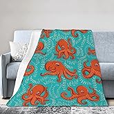 Octopus Blanket Super Soft Warm Bed Bedding Throw Blankets for Couch Bedroom Sofa Office Car Decor, All Season Cozy Flannel Plush Blanket Gifts for Girls Boys Kids Adults, 50"X40"