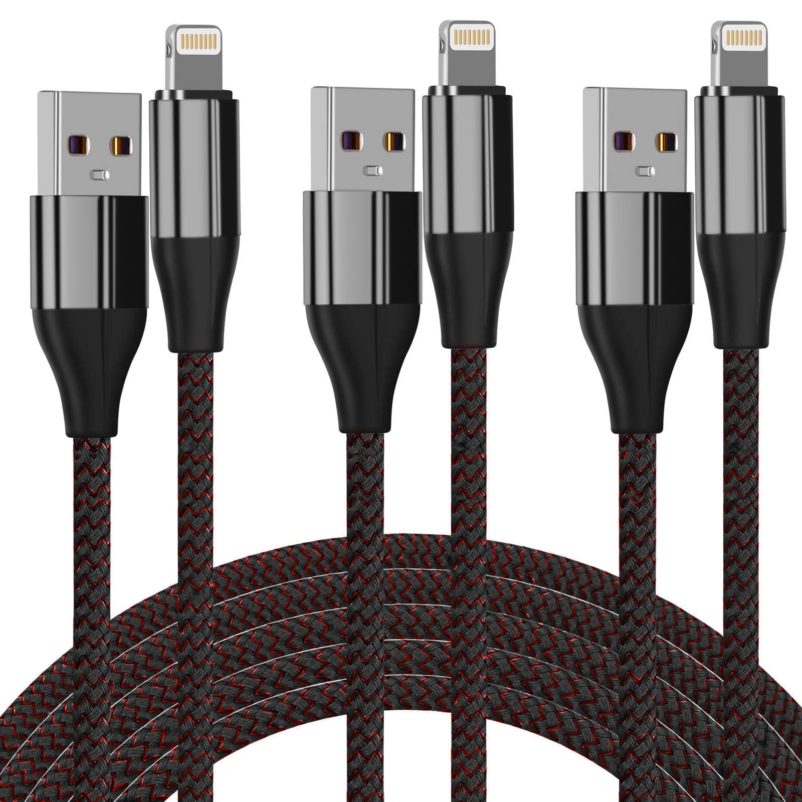 FEEL2NICE Short iPhone Charger [MFi Certified],3 Pack 0.3M Short Lightning Cable & Data Sync Fast iPhone Cord Compatible