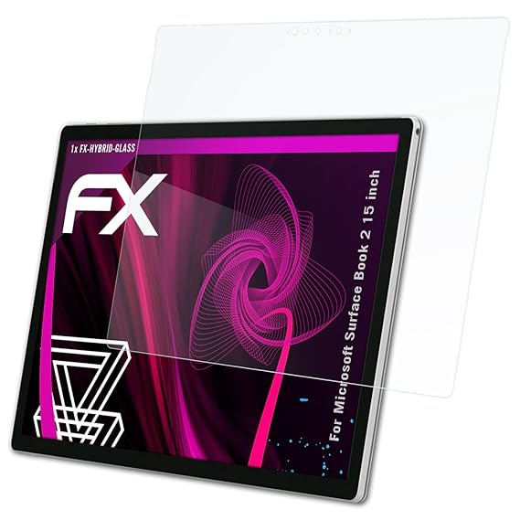 atFolix Glasfolie kompatibel mit Microsoft Surface Book 2 15 inch Panzerfolie, 9H Hybrid-Glass FX Schutzpanzer Folie