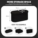 Bonlife Folding Ottoman Storage Bench Boucle Footstool Oval 76x38x38cm Black view 8