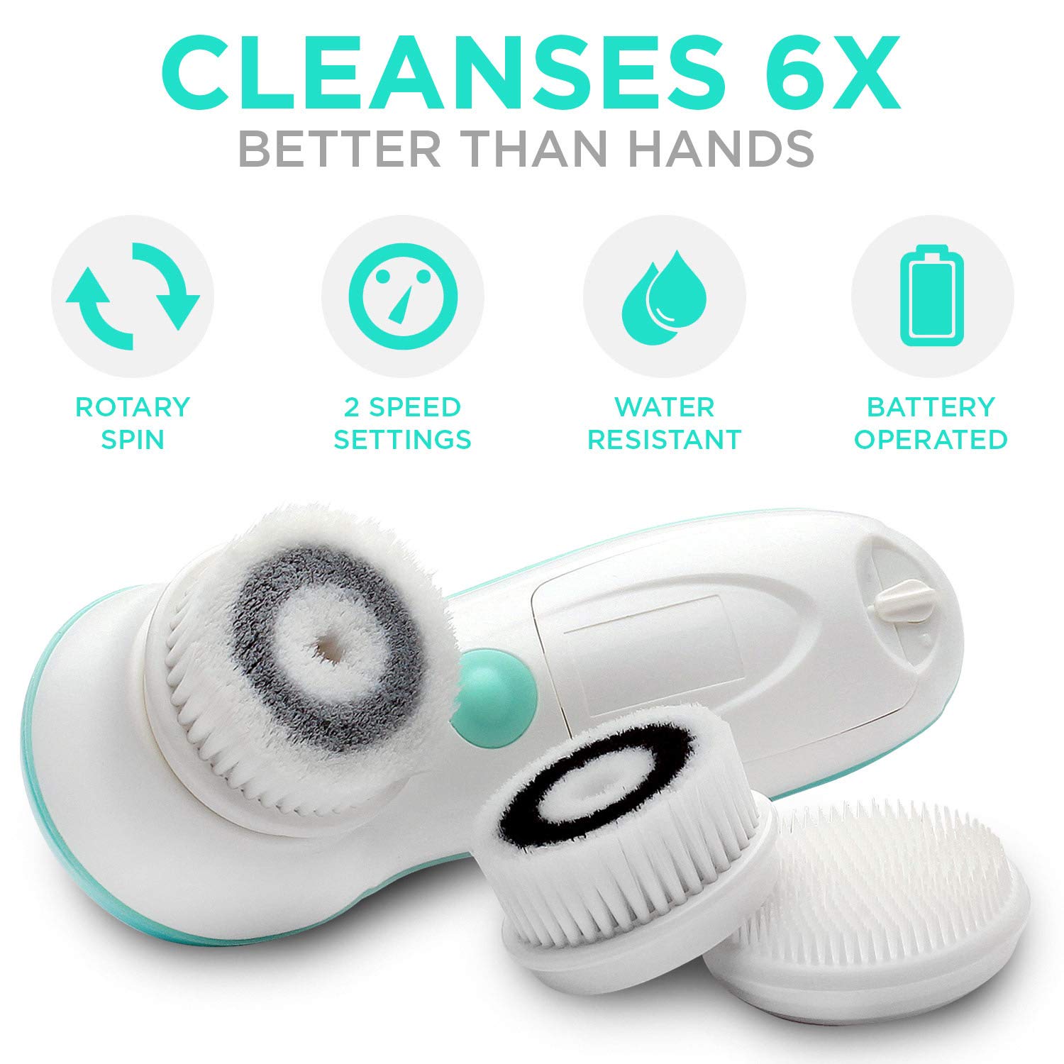 Fancii 7 in 1 Waterproof Electric Facial & Body Cleansing Brush Exfoliating Kit with Handle and 6 Brush Heads - Best Advanced Spin Brush Microdermabrasion Scrub System for Face: Beauty