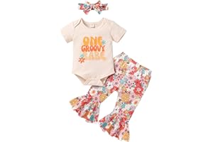YOUNGER TREE Baby Girl 1st Birthday Outfits My first Birthday Romper Flared Pants Birthday Clothes One Year Old Birthday Gift