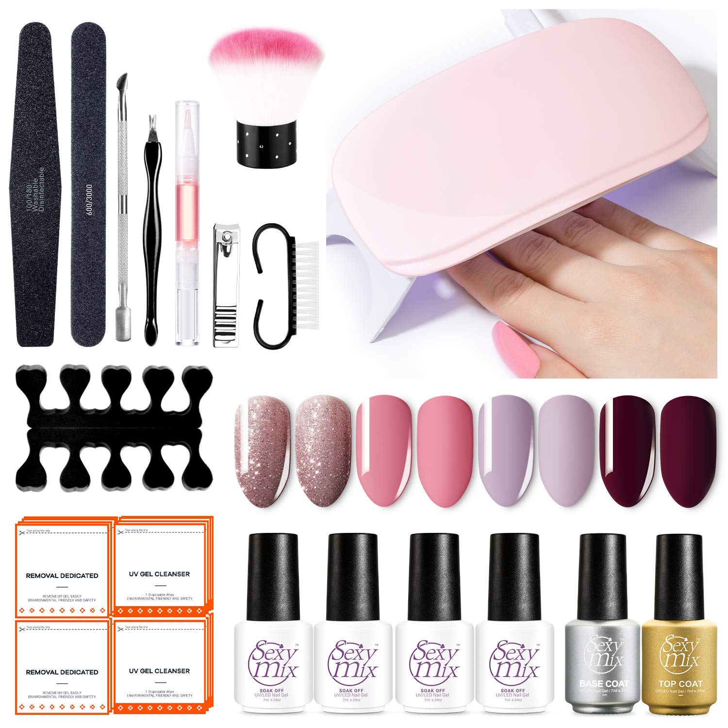 Gel Nail Polish Kit with 6W LED Nail Light, Home Gel Nail Polish Kit