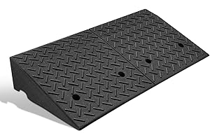 DNA MOTORING 7" Rise Rubber Curb Ramp Heavy Duty Loading Driveway Ramp Threshold Ramp 38.5 in L x 19.6 in W x 7 in H for Load