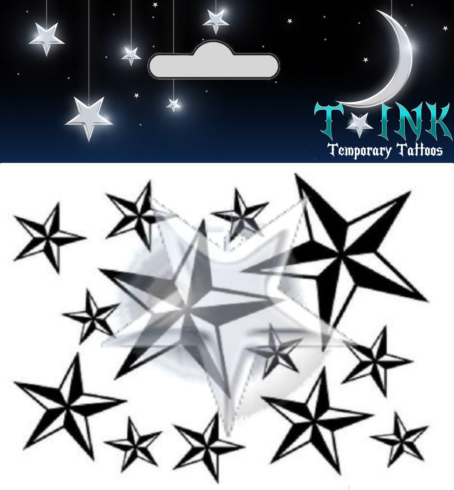 cryptic Nautical Stars Temporary Body Tattoo Stickers Party Favors Gift