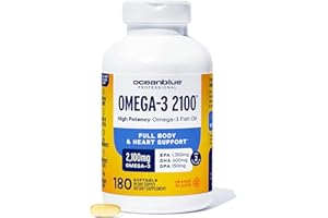 Oceanblue Professional Omega-3 2100 – 180 ct – Triple Strength Burpless Fish Oil Supplement with High-Potency EPA, DHA, DPA – Wild-Caught – Orange Flavor (90 Servings)