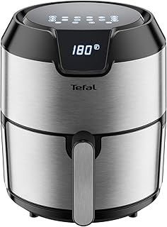 Tefal EY401D Easy Fry Deluxe Heißluftfritteuse (1500 Watt, 4 l Kapazität, für bis zu 6 Portionen) edelstahl/schwarz