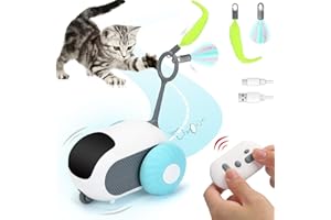 WORTADE Turbo Tail 2.0 Cat Toy, Remote Control Cat Toy with 2-Speed Adjustment, Interactive Cat Toys for Indoor Cats, Rechargeable Automatic Cat Toys, Moving Cat Toy for Bored Indoor Adult Cat (Blue)