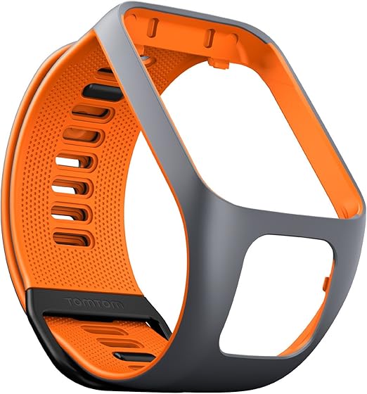 TomTom - Correa reloj para Runner 3, Spark 3, Runner 2, Spark, Adventurer, Golfer 2, Unisex Adulto, Gris / Naranja, L