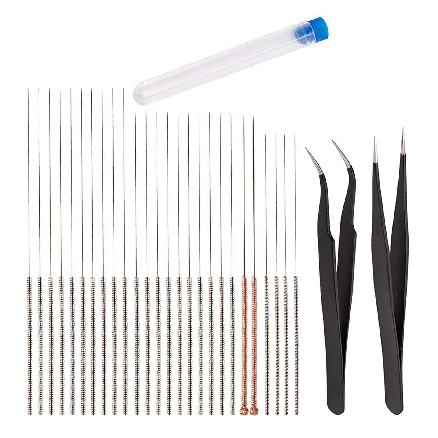 LUTER 28 Pieces 3D Printer Nozzle Cleaning Tool Kit 3D Extruder Nozzle Cleaners for 3D Printer including 26 Pieces 0.15mm, 0.25mm, 0.35mm, 0.4mm, 0.5mm Cleaning Needles 2 Pieces Tweezers