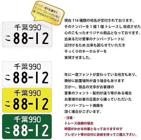 Amazon Rn1224 1 ナンバー プレート キーホルダー ライセンスプレート 納車記念 ネームタグ プレゼント ミニチュア ストラップ 愛車ホワイト普通車 ナンバーをギフト欄に記載してください オリジナル 自作 新車 裏はラミネート加工付き キーケース キーホルダー
