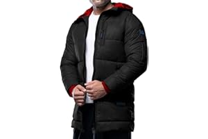 URBAN BUCK Mens Faux Fur Trimmed Hood Puffer Jacket Midweight Winter Down Windproof & Water Repellent Men Climbing Jackets