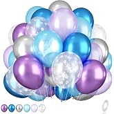 Frozen Balloons, 12 Inch Purple Blue White and Silver Balloons with Snowflake Balloons for Girls Frozen Theme Party Supplies Ice Snow Theme Birthday Baby Shower Winter Party Decorations