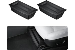 BASENOR 2PCS 2026 Tesla Model Y Juniper Under Seat Storage Box, Hidden Organizer Tray [No-Slip] with Dust Lid, Underseat Stor