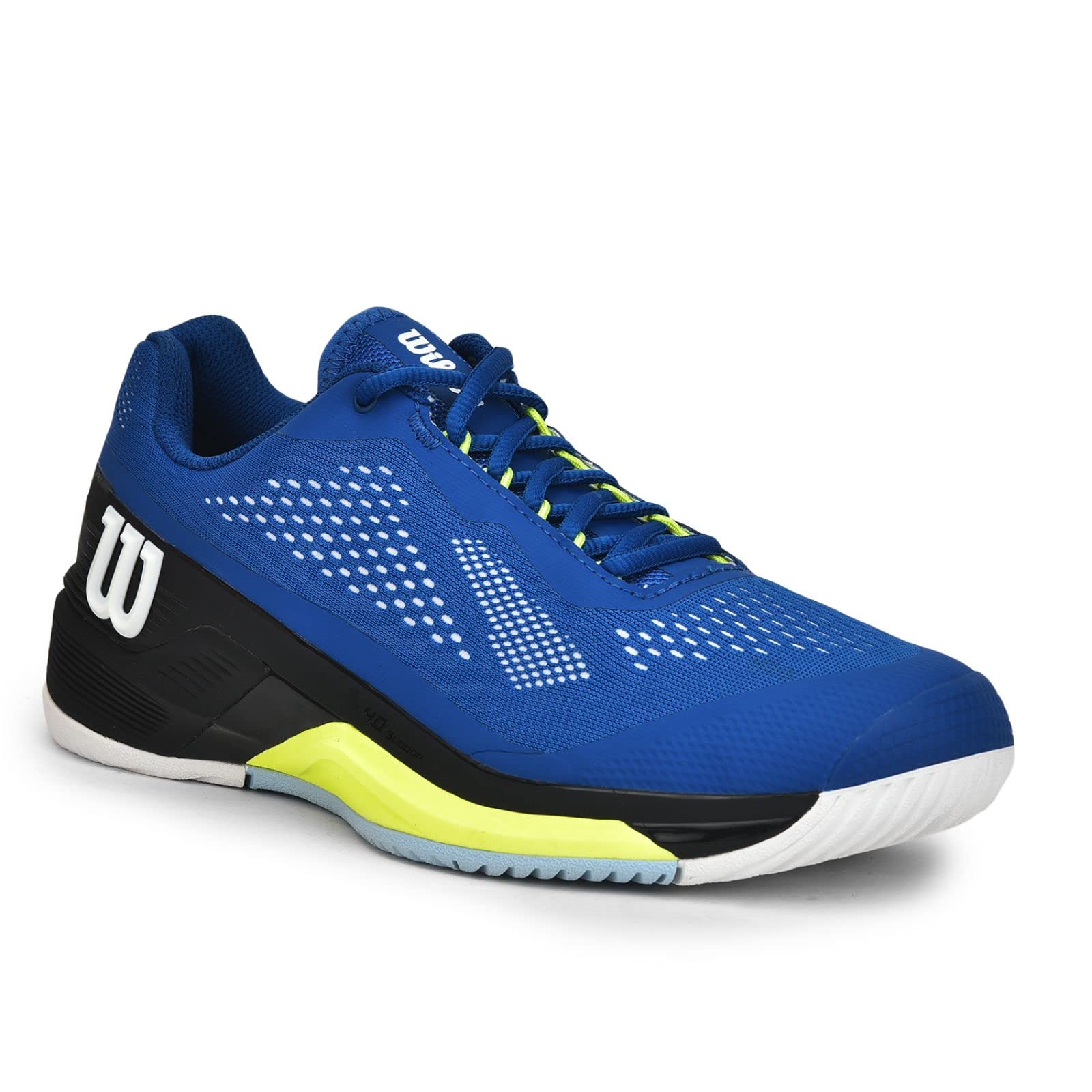 WILSON Men’s Rush Pro 4.0 Sneaker, Lapis Blue/Black/Safety Yellow, 7.5