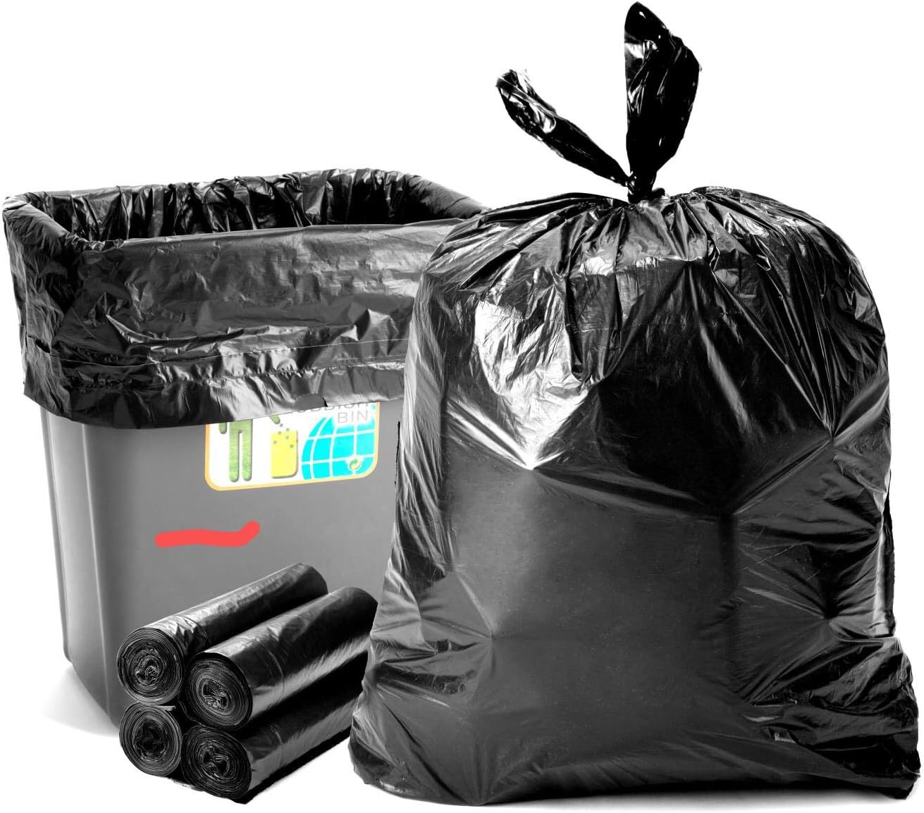 Favored 13 Gallon Trash Bags,Garbage Bags Tall Strong Super-Thickened Drawstring Solid Trash Bags,Garbage Bags for Kitchen,Bathroom, Bedroom, Home, Office, Trash Cans (40 Counts-black)