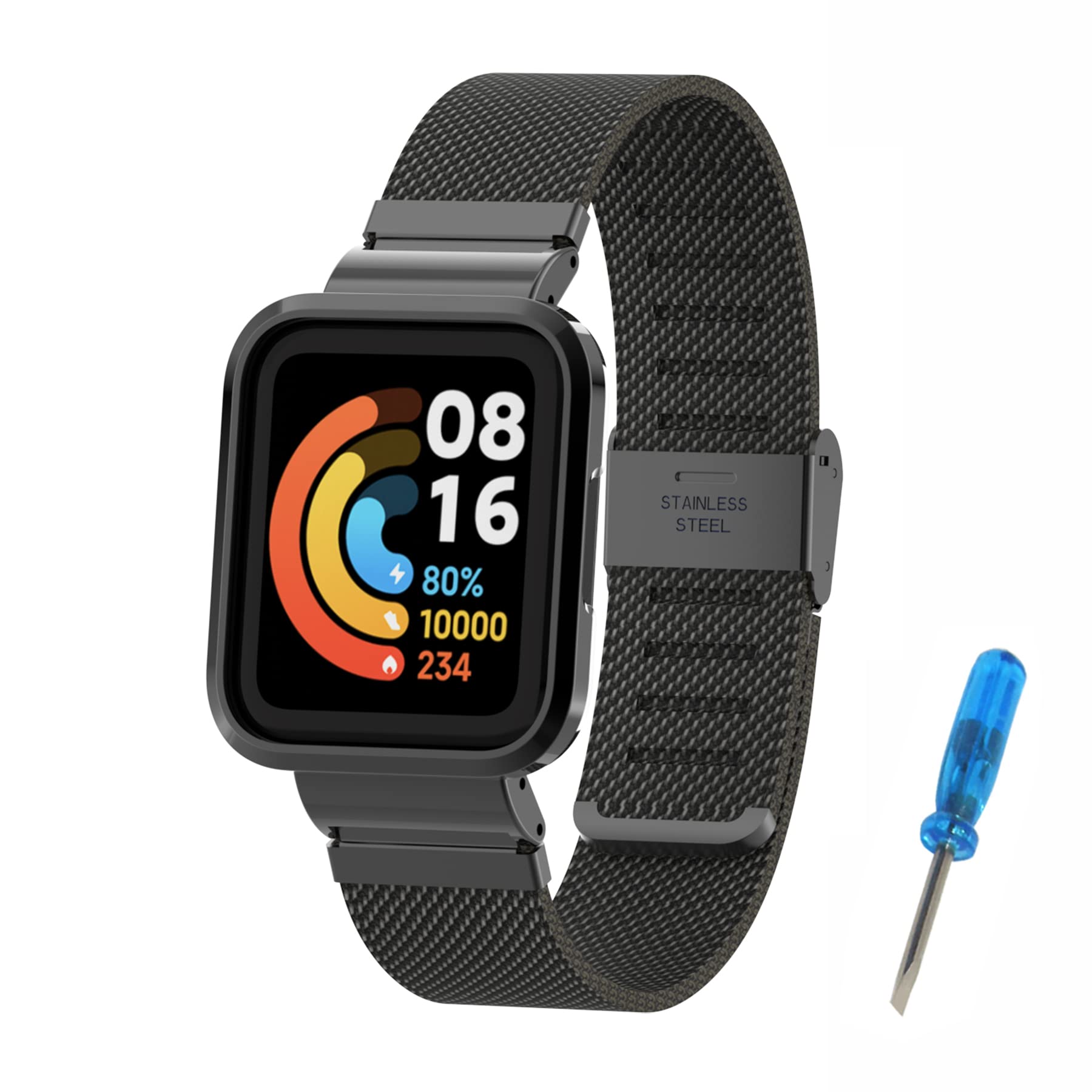 SenMore Compatible with Xiaomi Redmi Watch 2 Lite Strap Band, Premium Metal Watch Band Replacement Watch Band for Redmi Watch 2 Lite Strap Stainless Steel Watch Band