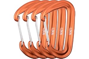 Azarxis 12kN Carabiner Clips Lightweight Aluminium D Ring Heavy Duty Wire Gate Snap Carabiners Gears for Hammock, Camping, Hi