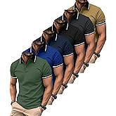 ZITY 6 Pack Men Polo Shirts Short Sleeve with Pocket Wicking Shirts for Men Casual Collared T-Shirts 8.3 Per Piece