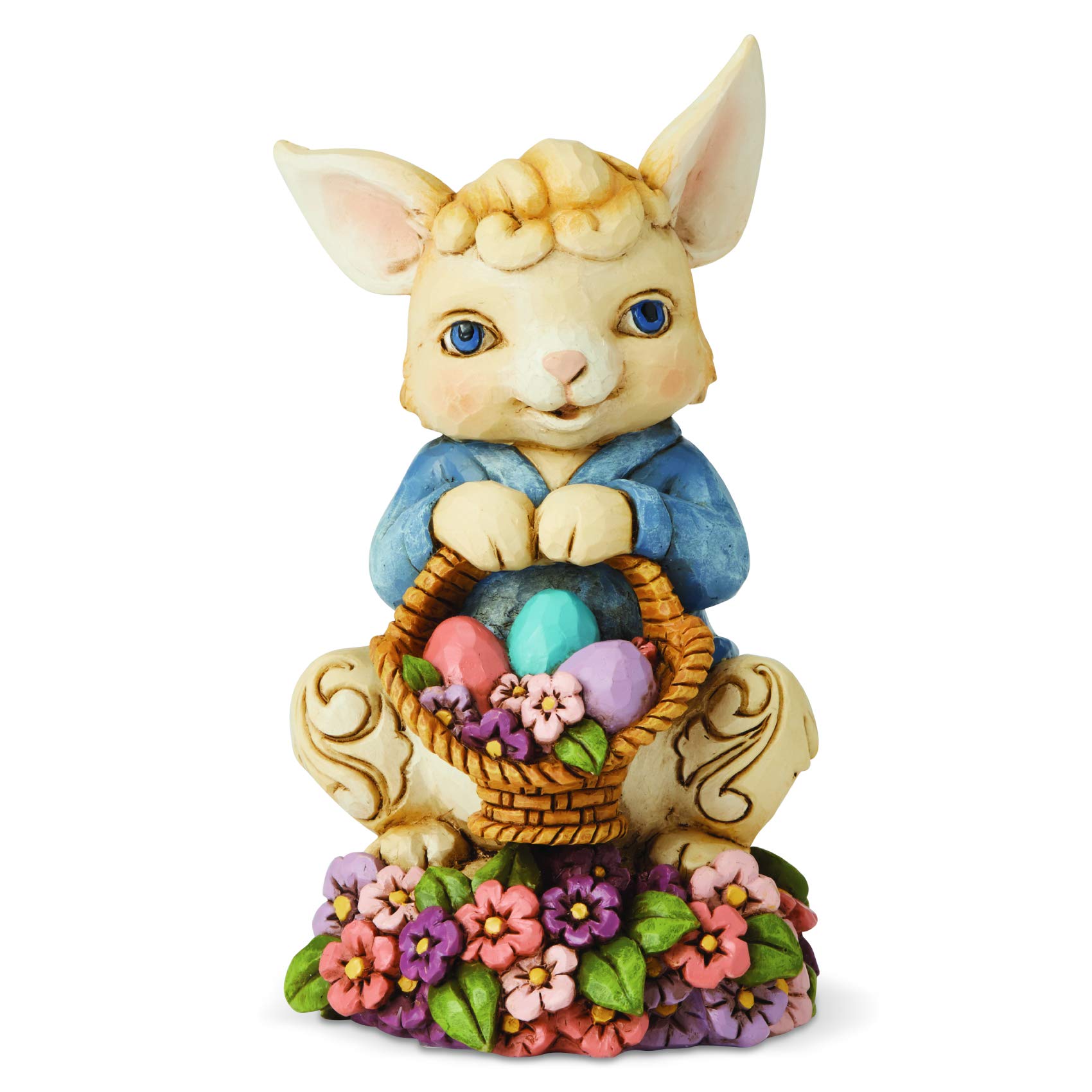 Enesco 6003623 Easter Bunny Figurine Basket, Multi-Colour, 12.5 cm