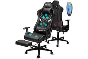 Douxlife Computer Gaming Chair with Footrest, Height Adjustable Game Chair for Adults 360°-Swivel Seat and Headrest and for Office or Gaming, Racing Style (Black)