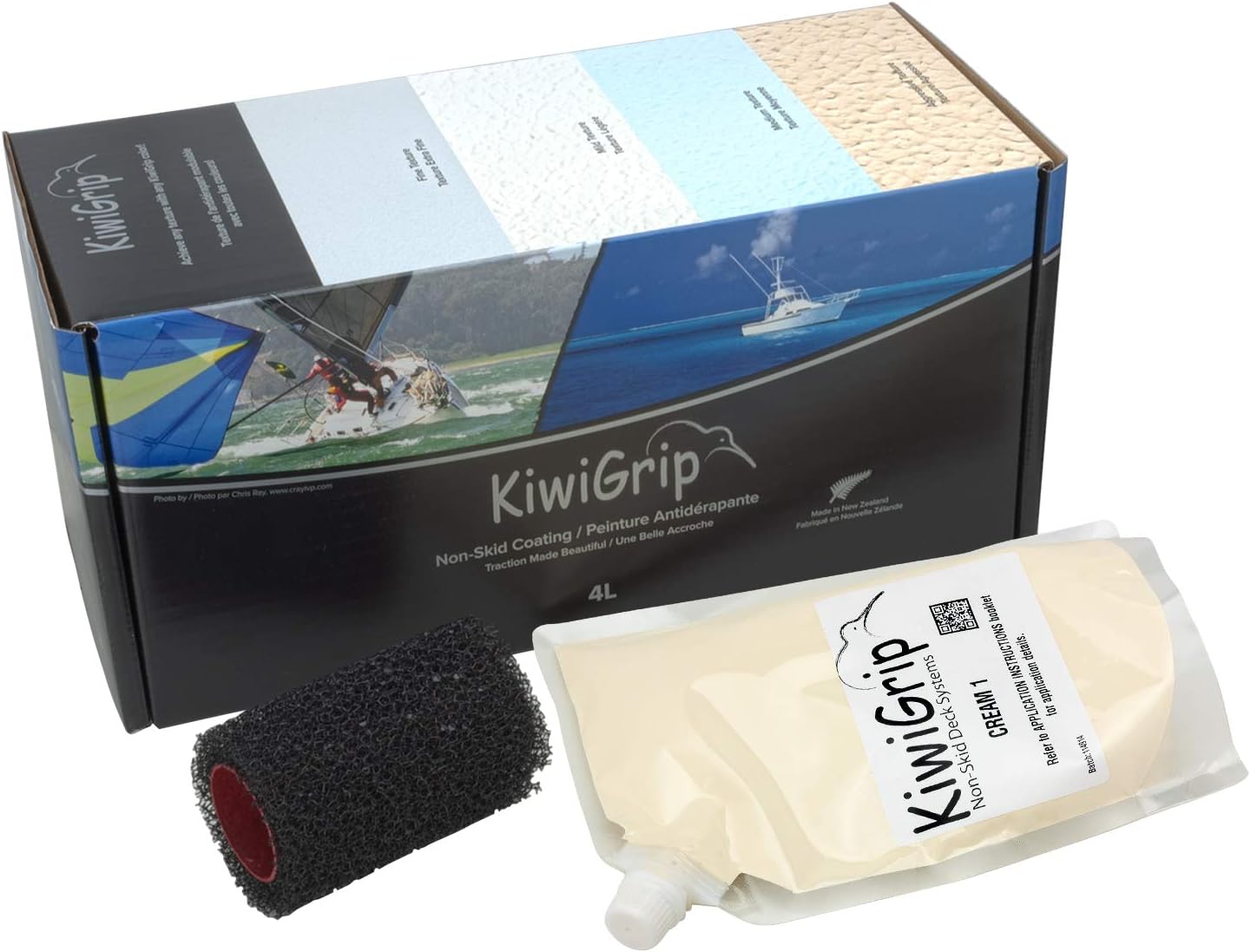 KiwiGrip KG4CPR NonSkid Coating, 4 Liter Pouch, Cream