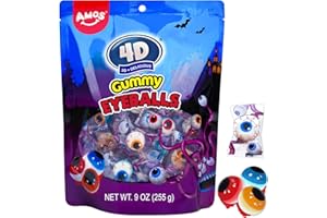 Amos Gummy Eyeball Halloween Candy, Edible Eye Candy for Trick or Treat, 3D Candy Eyes Individual Package (40 count)