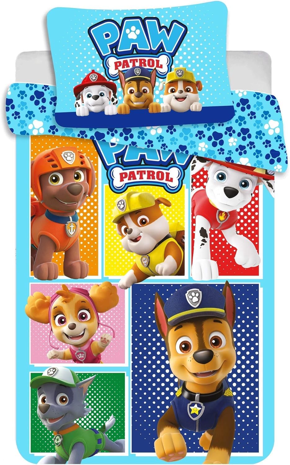 Duvet Cover Paw Patrol Blue All Dogs 100x135+40x60 cm