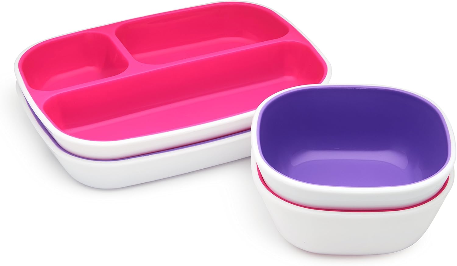 Munchkin Splash 4-Piece Toddler Divided Plates and Bowls Dining Set, Baby Food Set including 2 Baby Plates and 2 Baby Bowls - Image 3