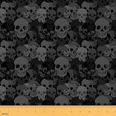jejeloiu Grey Black Sugar Skull Fabric By The Yard 1 Yard | Gothic Bones Style Skeleton Design Polyester Fabric Chairs Halloween Theme Home DIY Projects, Indoor Decor Soft