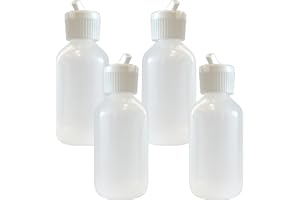 510 Central Boston Round Flip Top Pour Spout Cap 60mL (2oz, 4 Pack) LDPE Plastic Bottle Made In USA