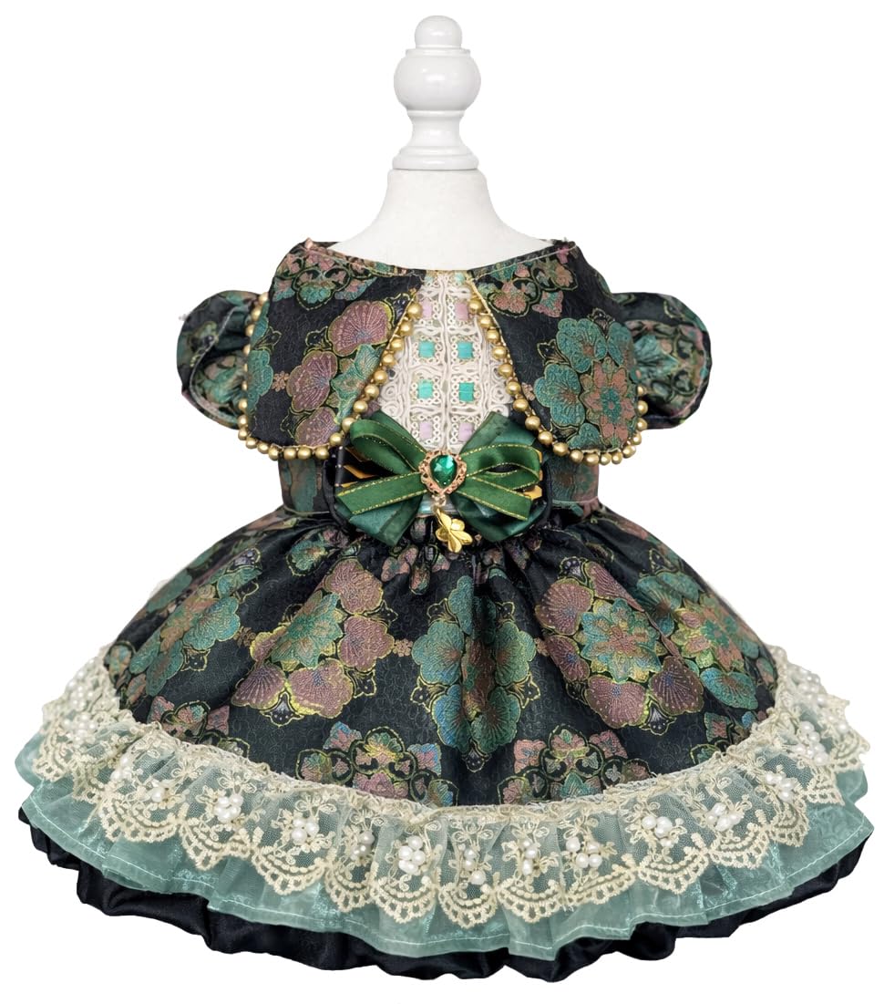 MaruPet Fashion Sweet Puppy Dog Lace Princess Dress for EXTRAL Small and Small Dog F-Green X-Small Image