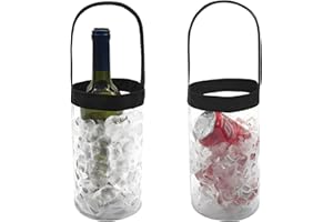 Pallesen 2 Pack Ice Wine Bag Portable Collapsible Clear Wine Pouch Cooler with Handle Wine Bottle Chiller Ice Bucket Tote for Outdoor, 750ml Standard Size Red Wine, White Wine, Cold Beer, Iced Drinks