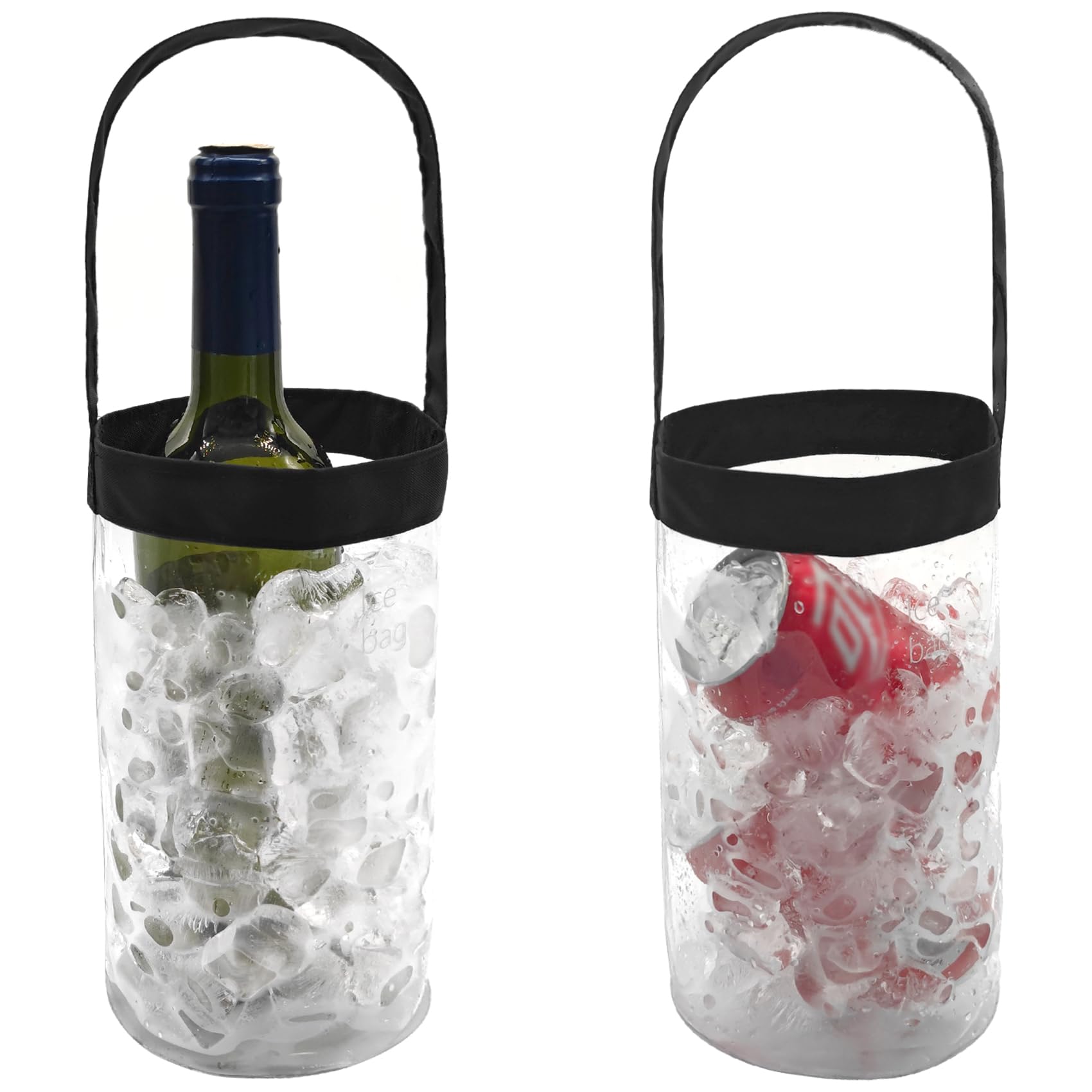 Photo 1 of Pallesen 1 Pack Ice Wine Bag Portable Collapsible Clear Wine Pouch Cooler with Handle Wine Bottle Chiller Ice Bucket Tote for Outdoor, 750ml Standard Size Red Wine, White Wine, Cold Beer, Iced Drinks