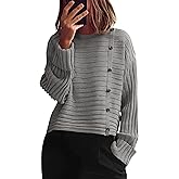 PRETTYGARDEN Womens Sweaters Fall 2026 Casual Long Sleeve Crewneck Button Loose Winter Knit Pullover Sweater Tops